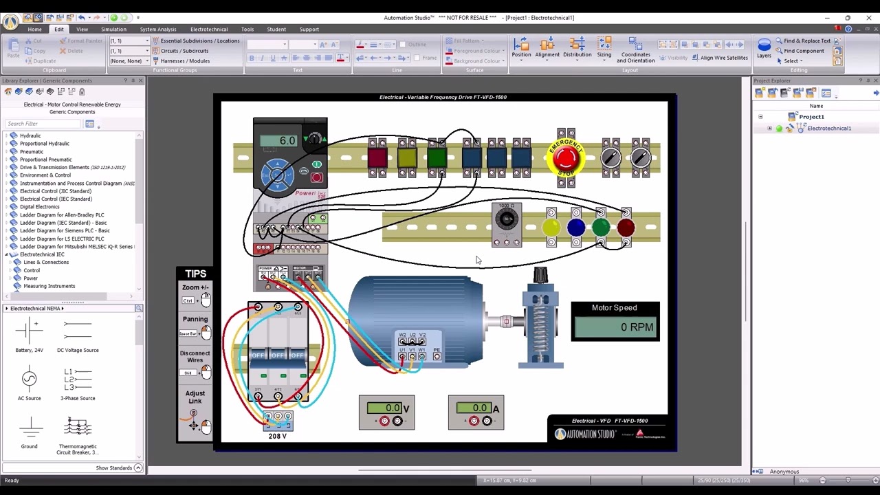 VFD PowerFlex 525 - Preset Frequencies Circuit - Virtual Trainer - Automation Studio™