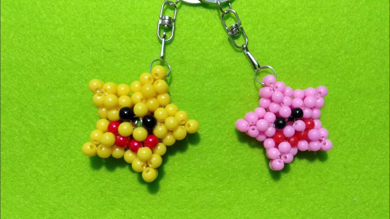 #Gantungan kunci bintang manik-manik,beaded star keychain,pelangi shop