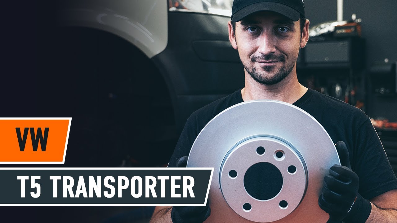 How to change front brake discs on VW T5 TRANSPORTER Van [TUTORIAL AUTODOC]
