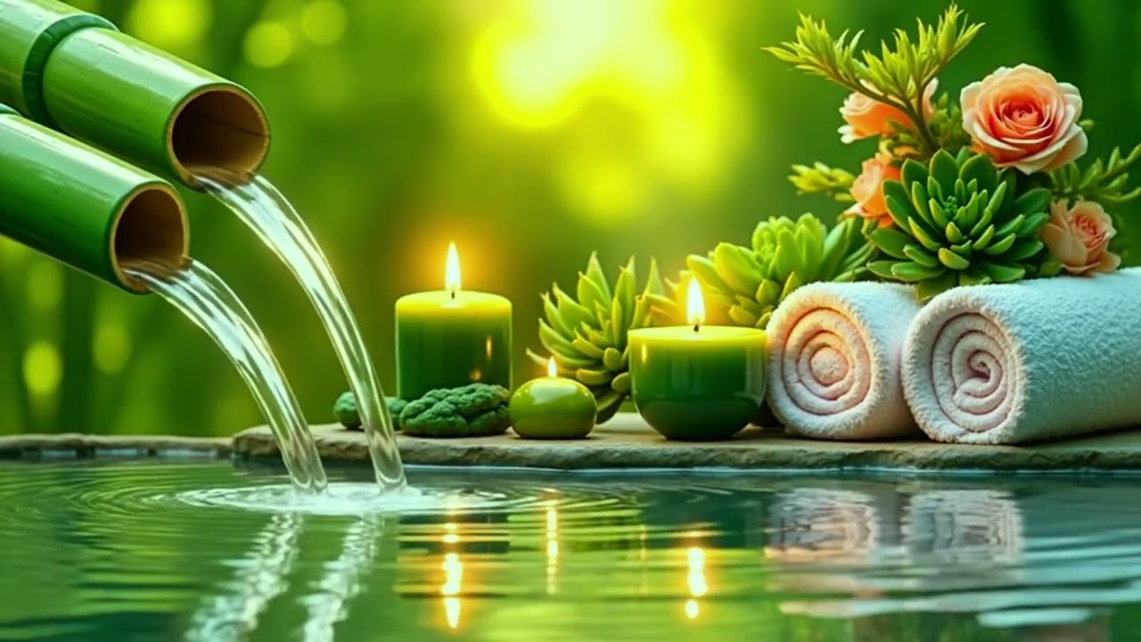 Beautiful Relaxing Music 🌿 Bamboo Water Fountain Sounds | Stress Relief & Deep Sleeping Music