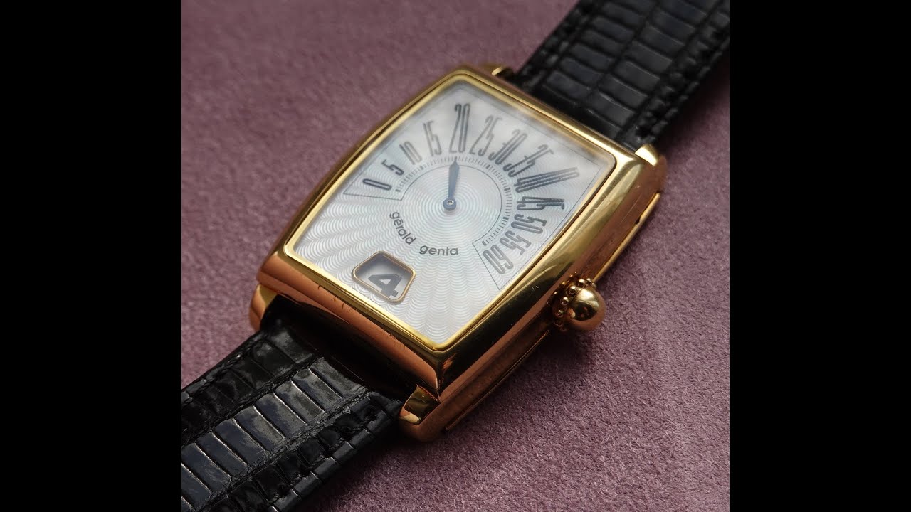 c2003 Gerald Genta Retro Solo 18k Gold jump hour luxury men's watch. Model reference RSO.M.20