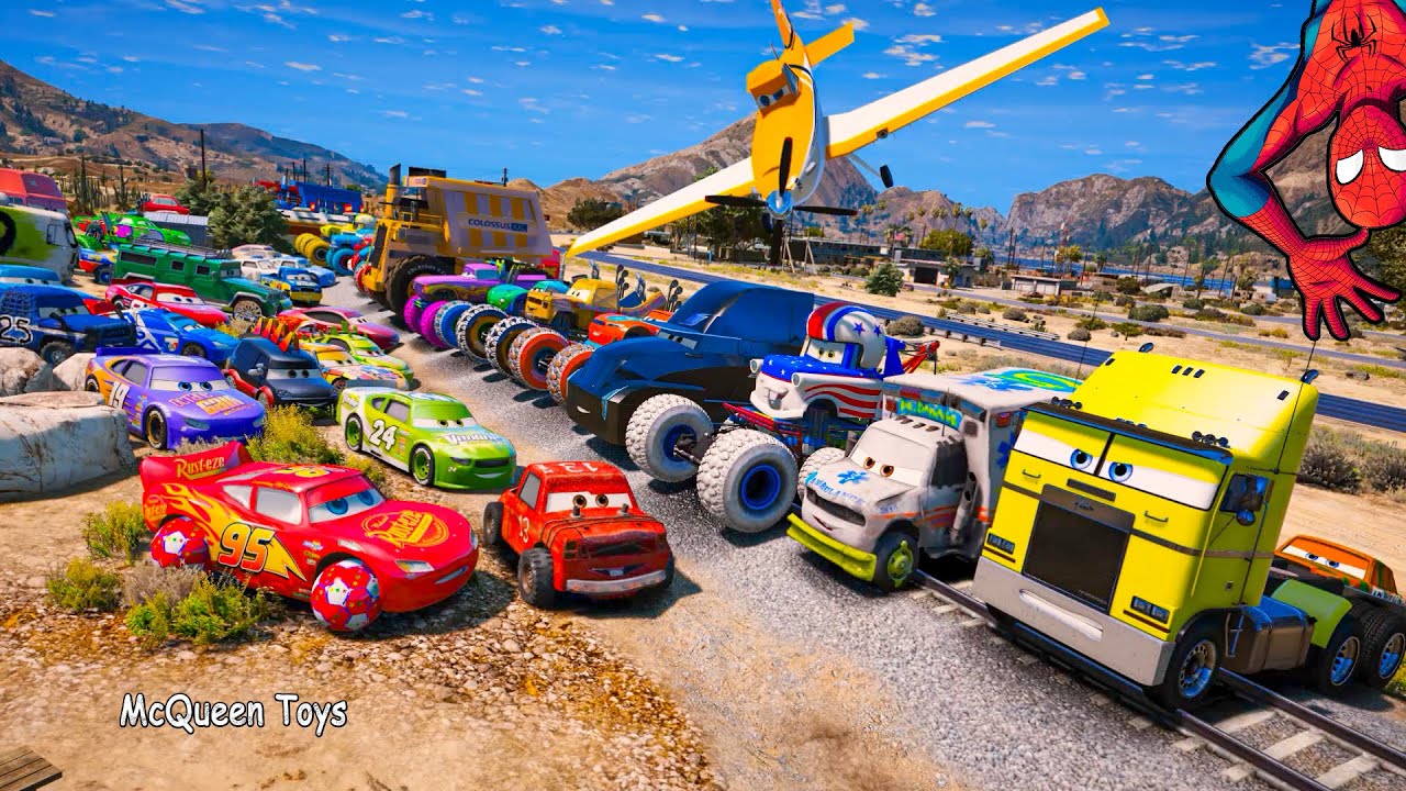 Cars McQueen Jerry Recycled Batteries Brick Yardley Gale Beaufort Tow Mater Monster Truck Jimbo Toys