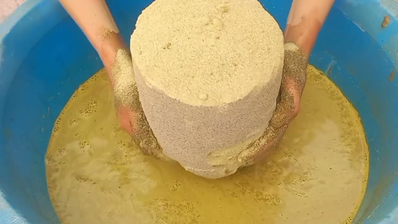 Olive Sand Huge buckets Dry water crumbling and Dipping asmr