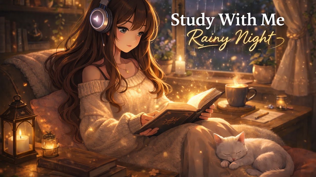 Rainy Fantasy Study With Me | 1 Hour Cozy sleep and relax ambience 