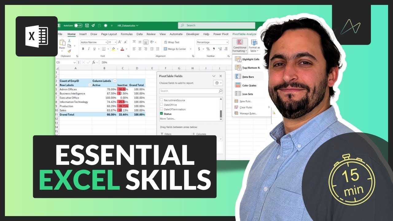Excel Skills EVERYONE Should Know | Step-by-step HR project walkthrough (dataset included!)