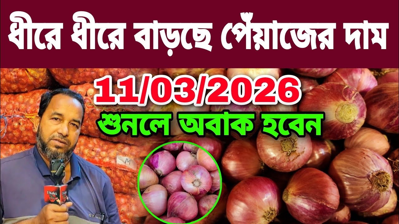 11/03/2026‌ ধীরে ধীরে বাড়ছে পেঁয়াজের দাম আজকের বাজার দর পেঁয়াজের খবর | পেঁয়াজ রসুন আলুর দরদাম কত