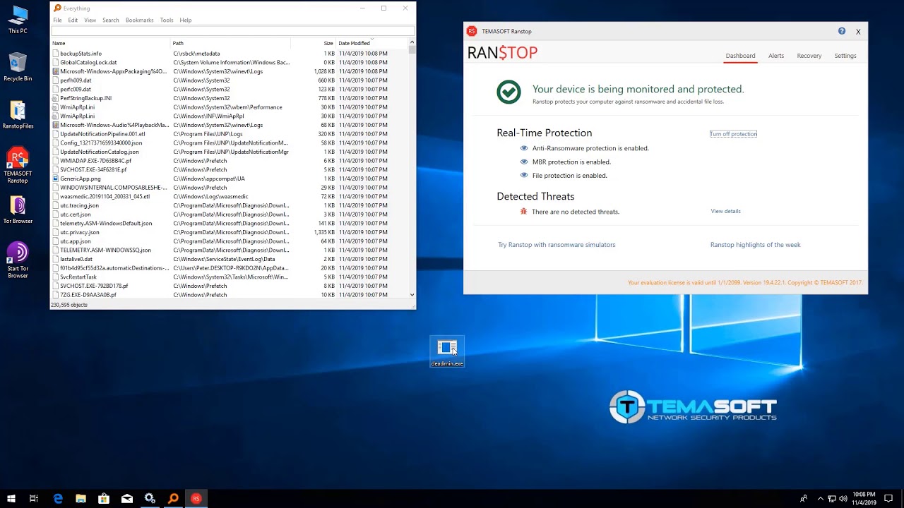Deadmin ransomware vs Ranstop – TEMASOFT Labs test