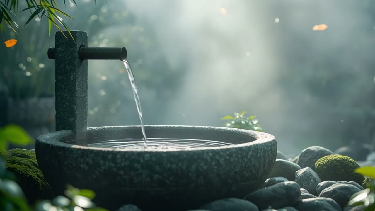 Calming Piano Music & Water Stream Sounds | Deep Relaxation, Sleep, Study
