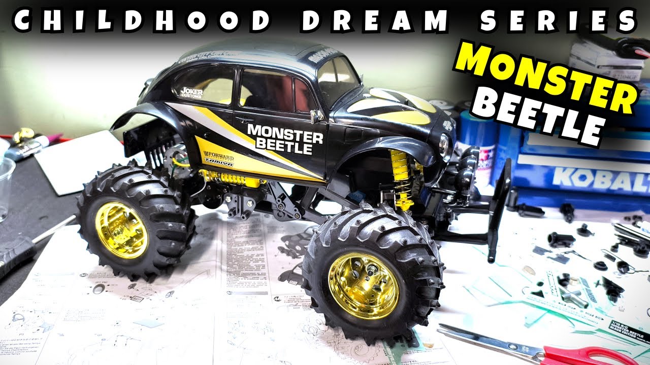 Tamiya Monster Beetle Black Edition RC kit build | unboxing building driving