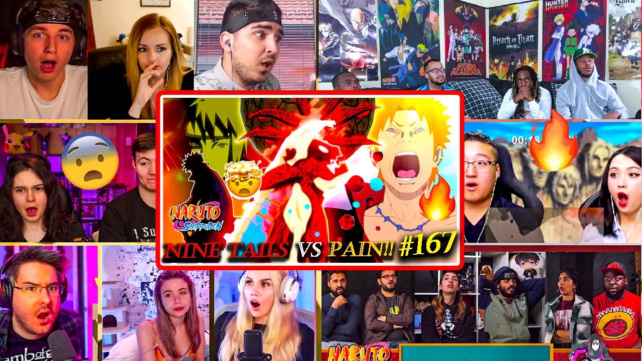🦊6 Tails Naruto Vs Pain 🔥The Fourth Hokage Appears!! 🤯Shippuden 167 REACTION MASHUP 疾風伝 海外の反応
