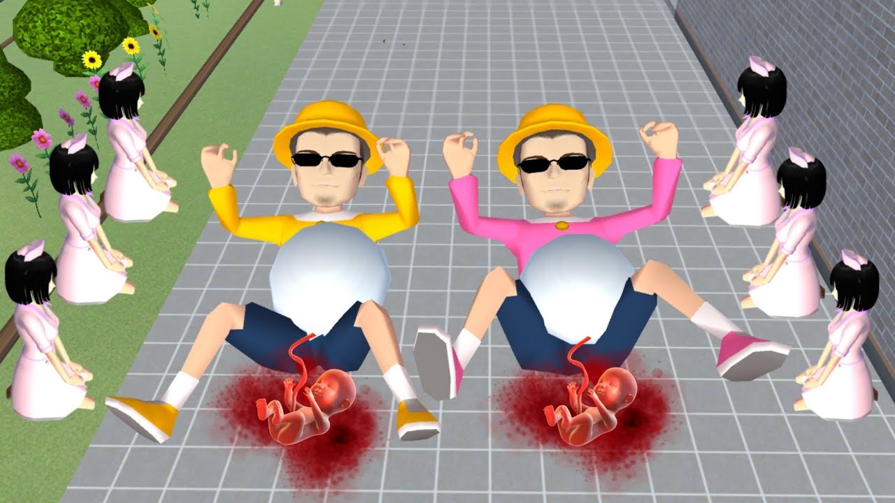 atom atam hamil ketuban pecah melahirkan bayi kembar yuta mio kabur nangis | SAKURA SCHOOL SIMULATOR