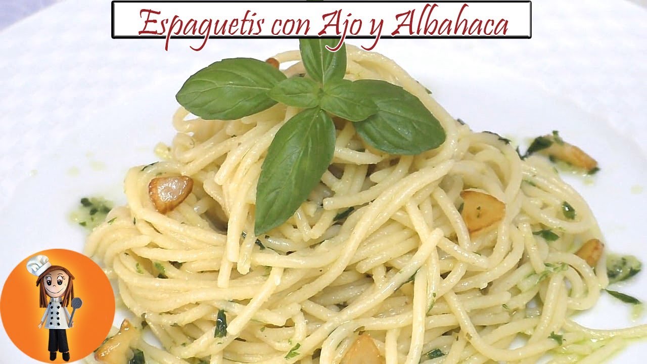 Espaguetis con Ajo y Albahaca | Receta de Cocina en Familia
