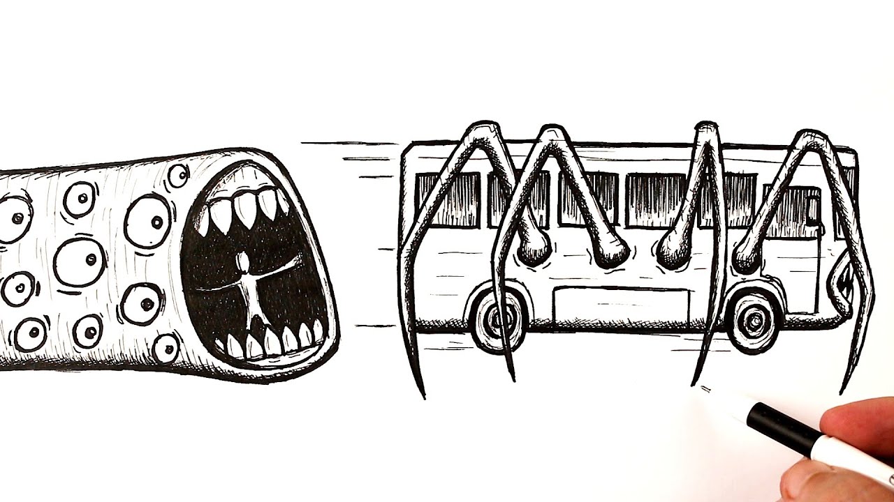 How to draw a Train Eater attacking Bus Eater