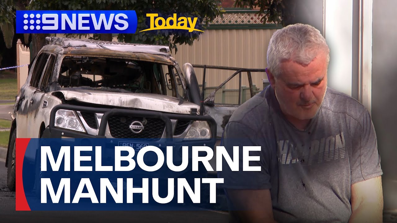 Suspected gangland attack with a manhunt underway in Melbourne | 9 News Australia