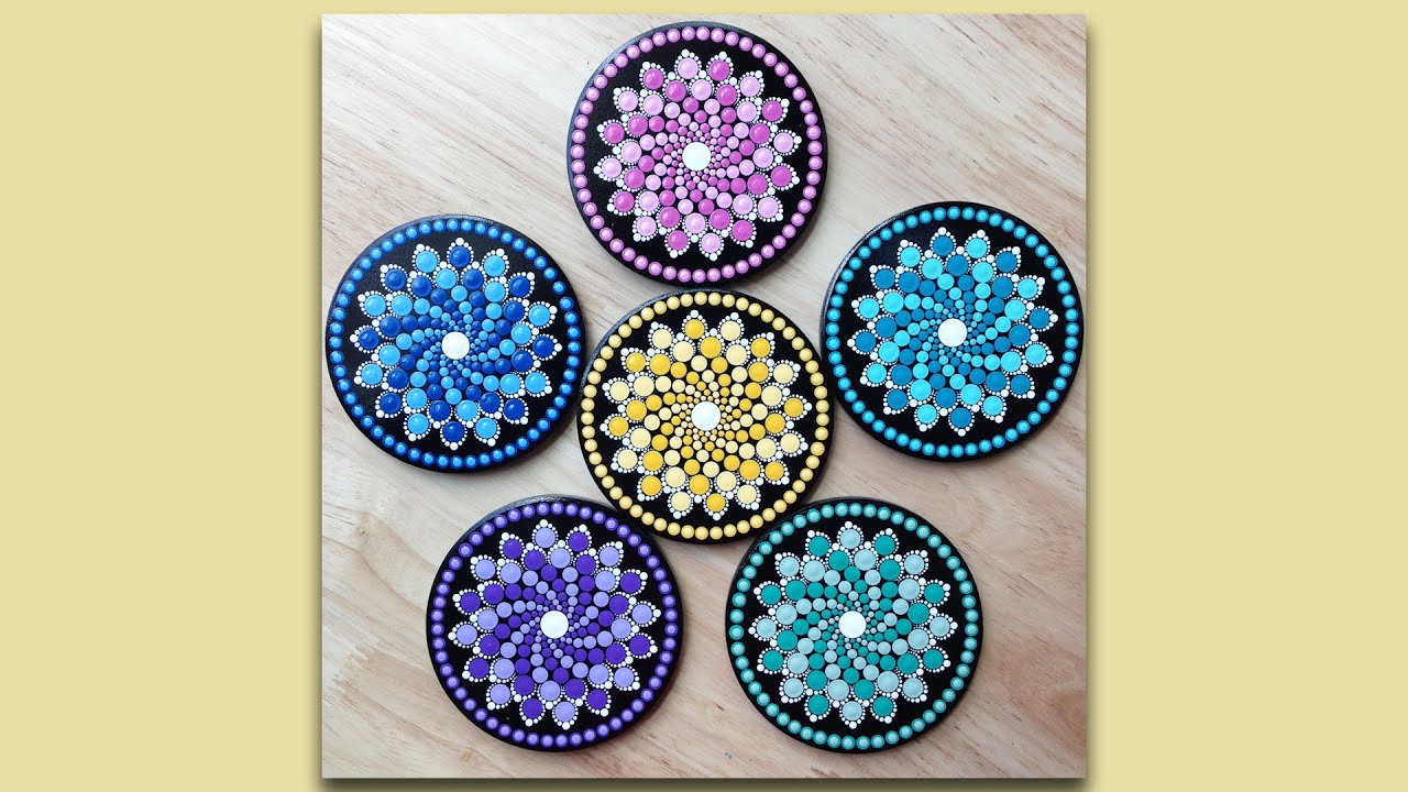 Spiral Dot Mandala Coaster Tutorial on Ceramic Tile