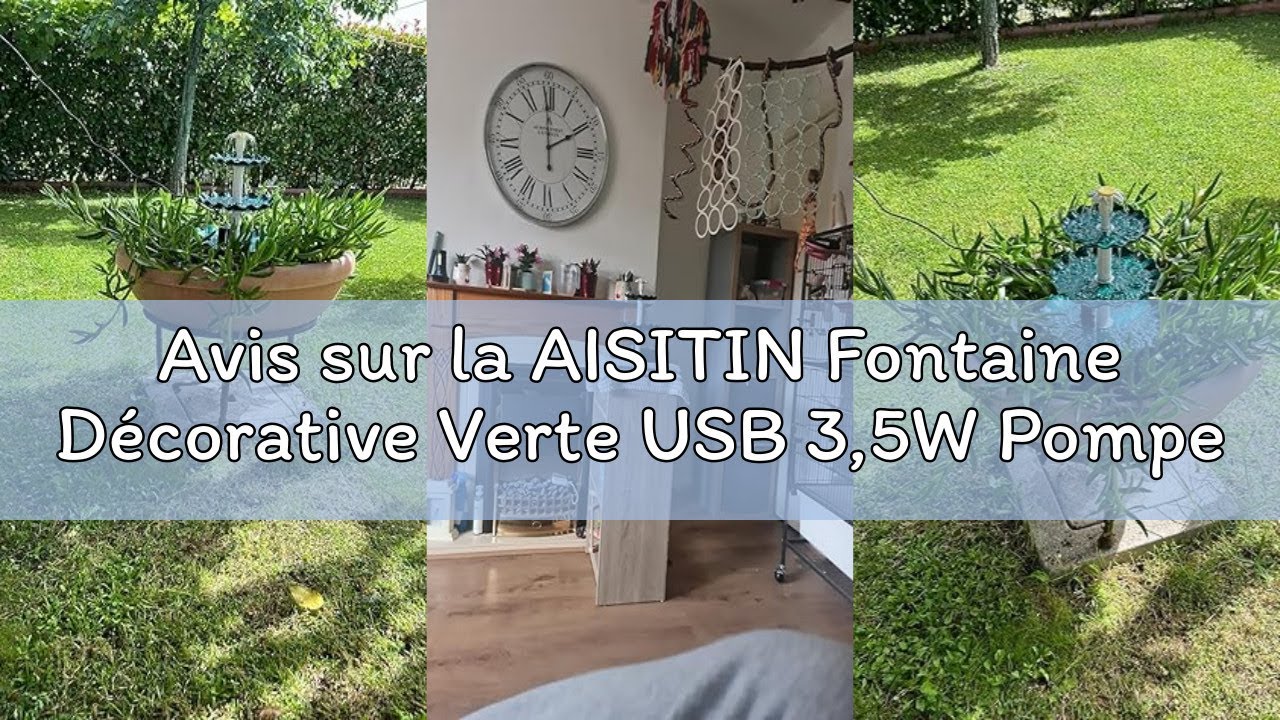 Avis sur la AISITIN Fontaine Décorative Verte USB 3,5W Pompe à Eau pour Bain d'oiseaux, Mangeoire à