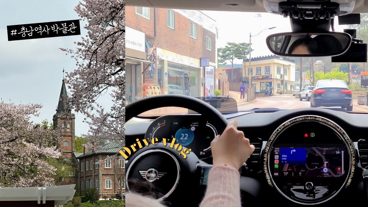 😍 도착하니 공주시 . * 충남 역사 박물관에서 마지막 벚꽃 즐기기 • 미니쿠퍼 운전 브이로그