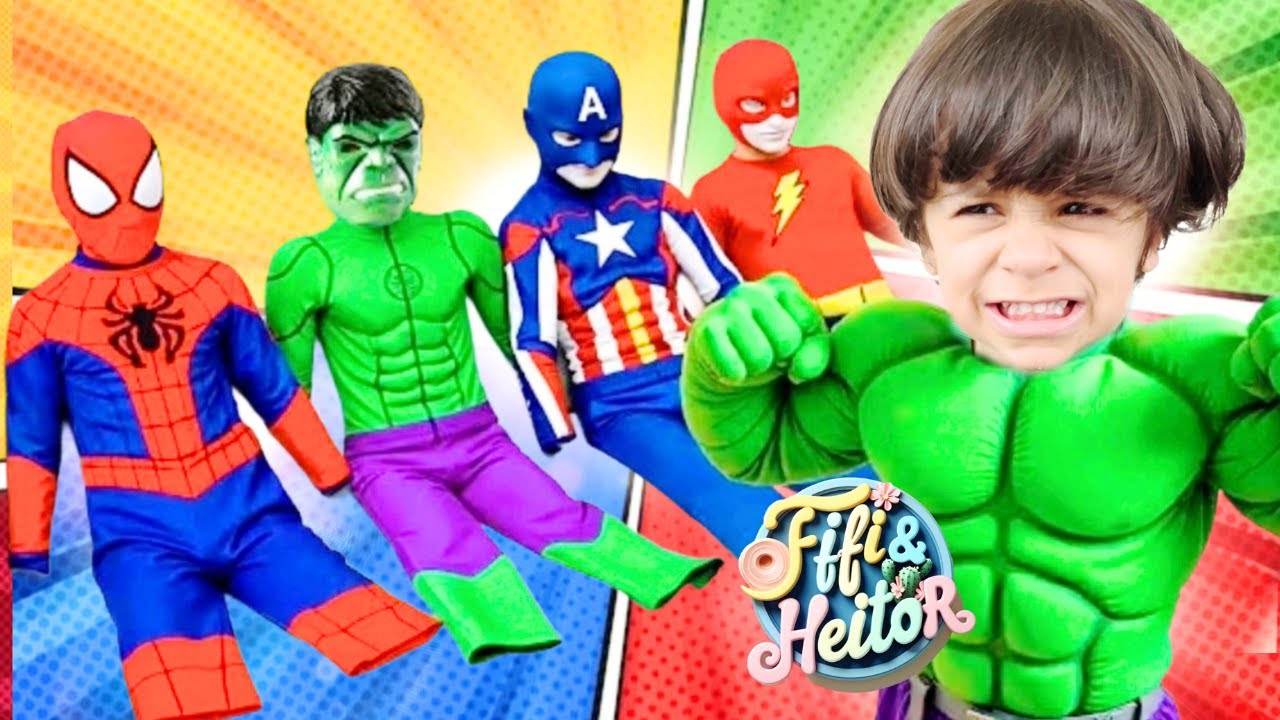 FIFI E HEITOR NA ESCOLA DE SUPER-HERÓIS HOMEM-ARANHA+ HULK+🦸‍♀️🦸‍♂️ HOMEM DE FERRO E CAPITÃO AMÉRICA