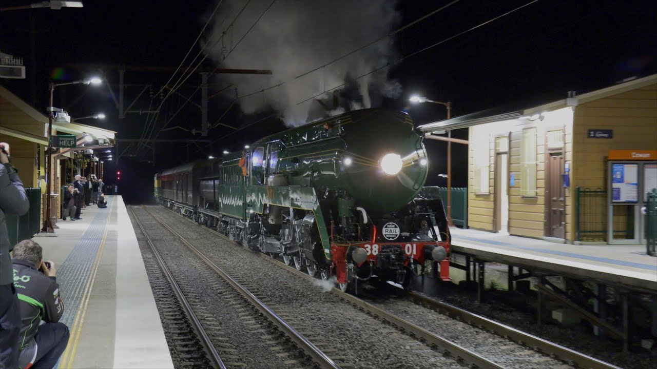 Australian steam locomotive 3801 - Adhesion tests - Cowan Bank - May 2020