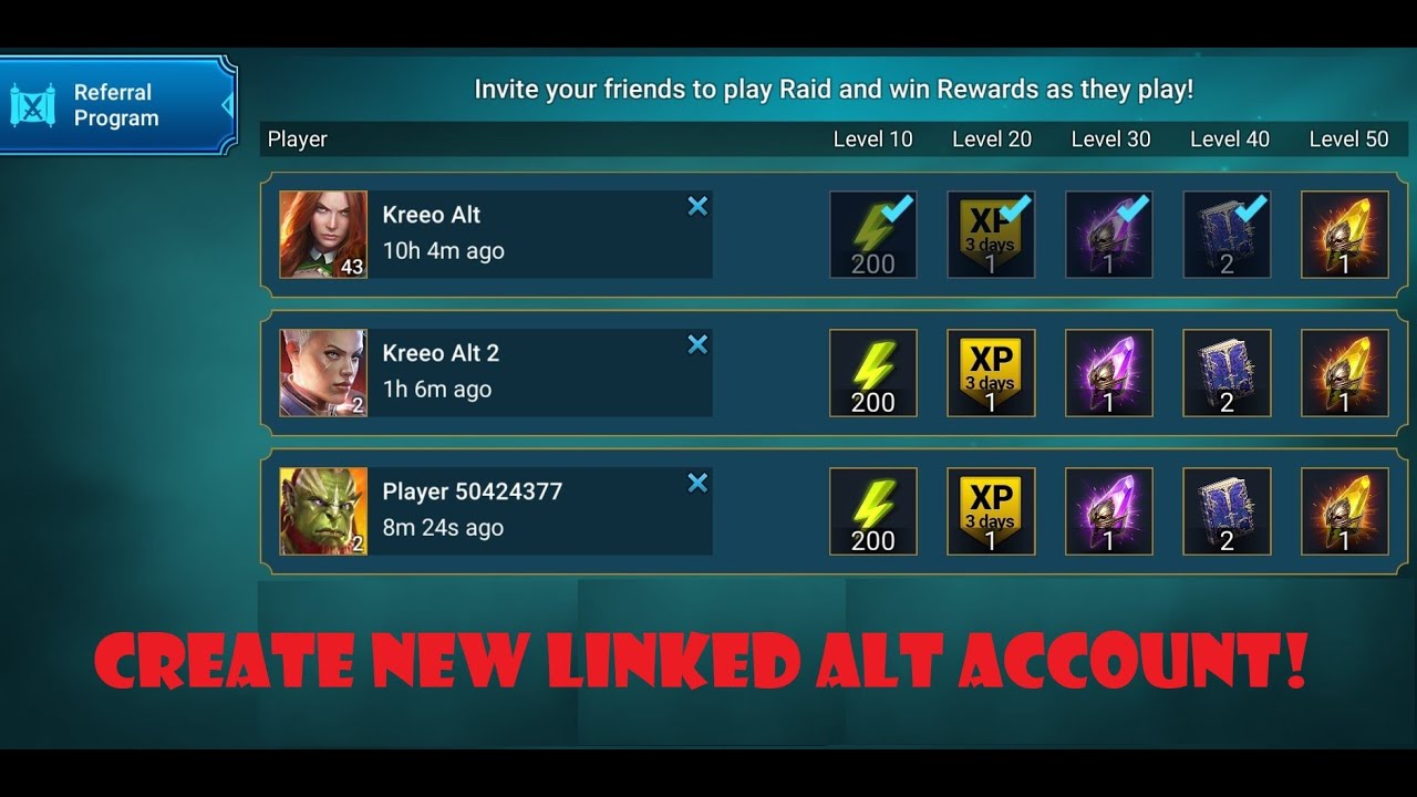 How to Link and Create Alt Accounts in Raid Shadow Legends