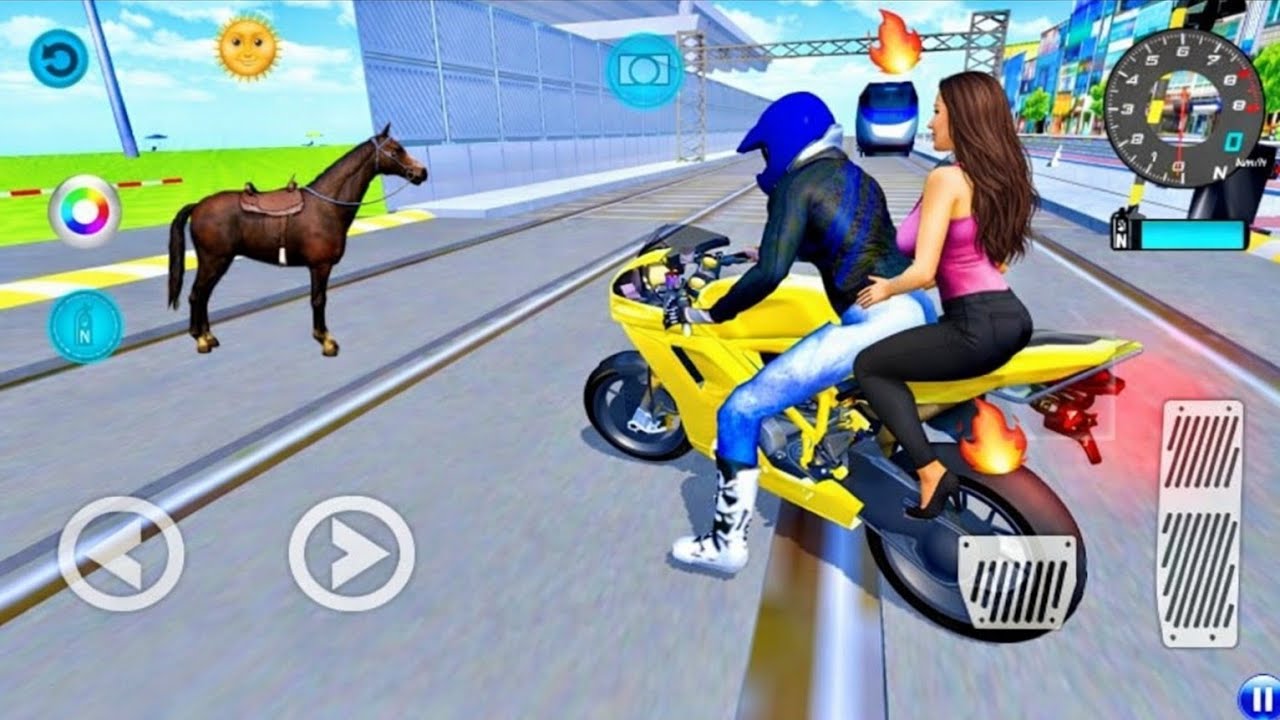 💥Yellow Super Bike Crazy Racing/3D Driving Class Simulator