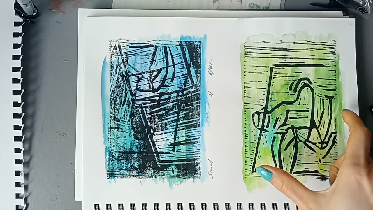 Printmaking | Lino, Watercolour & Acrylics | Mixed Media