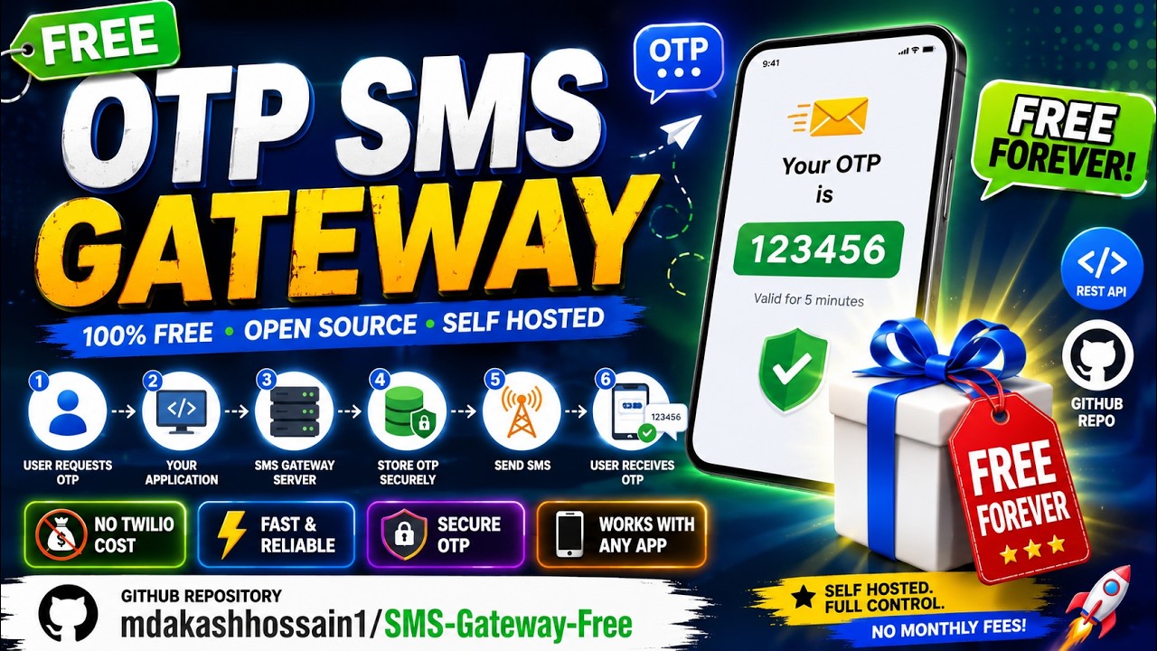 FREE SMS Gateway for OTP Verification | Android + REST API + Open Source