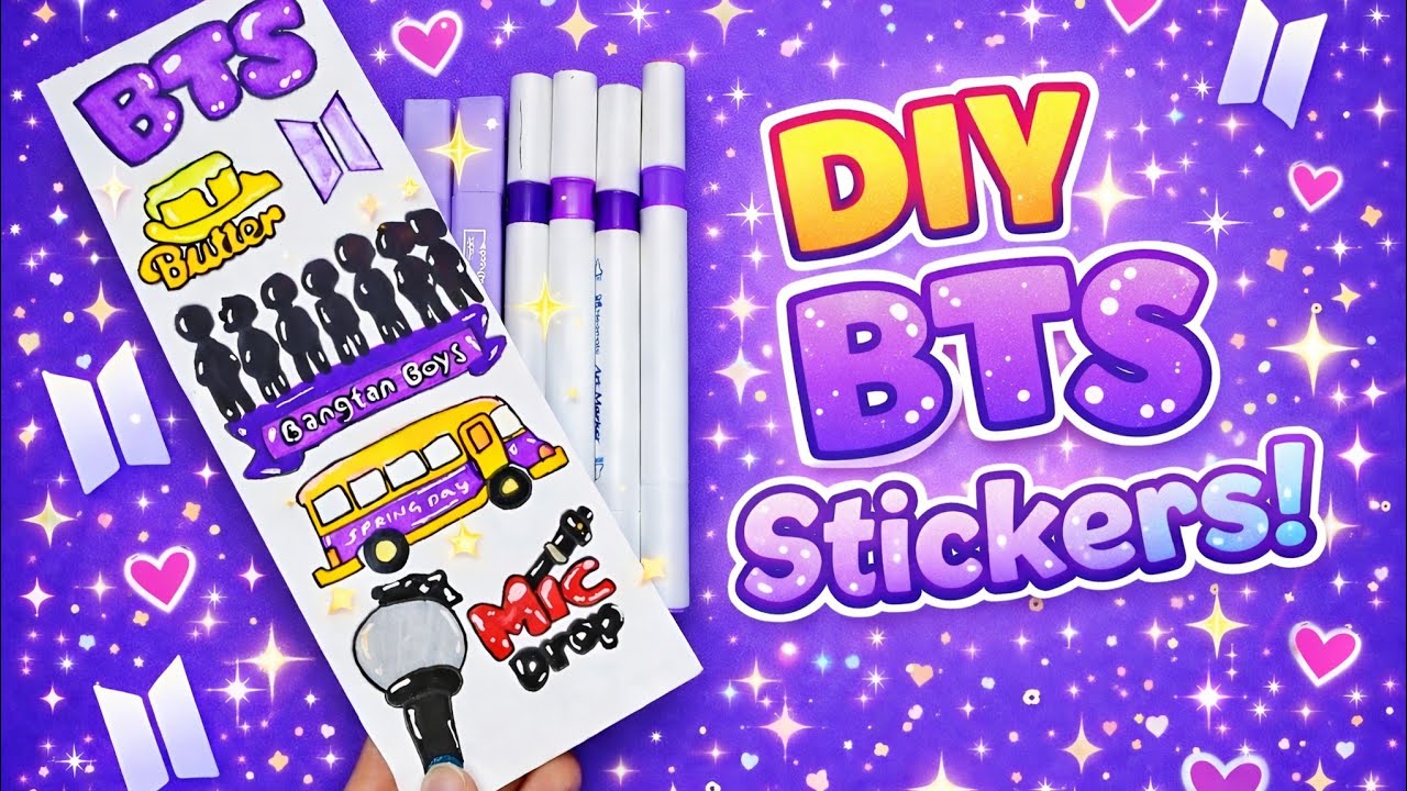 DIY BTS Stickers 💜✨ | Easy Handmade BTS Stickers Tutorial |