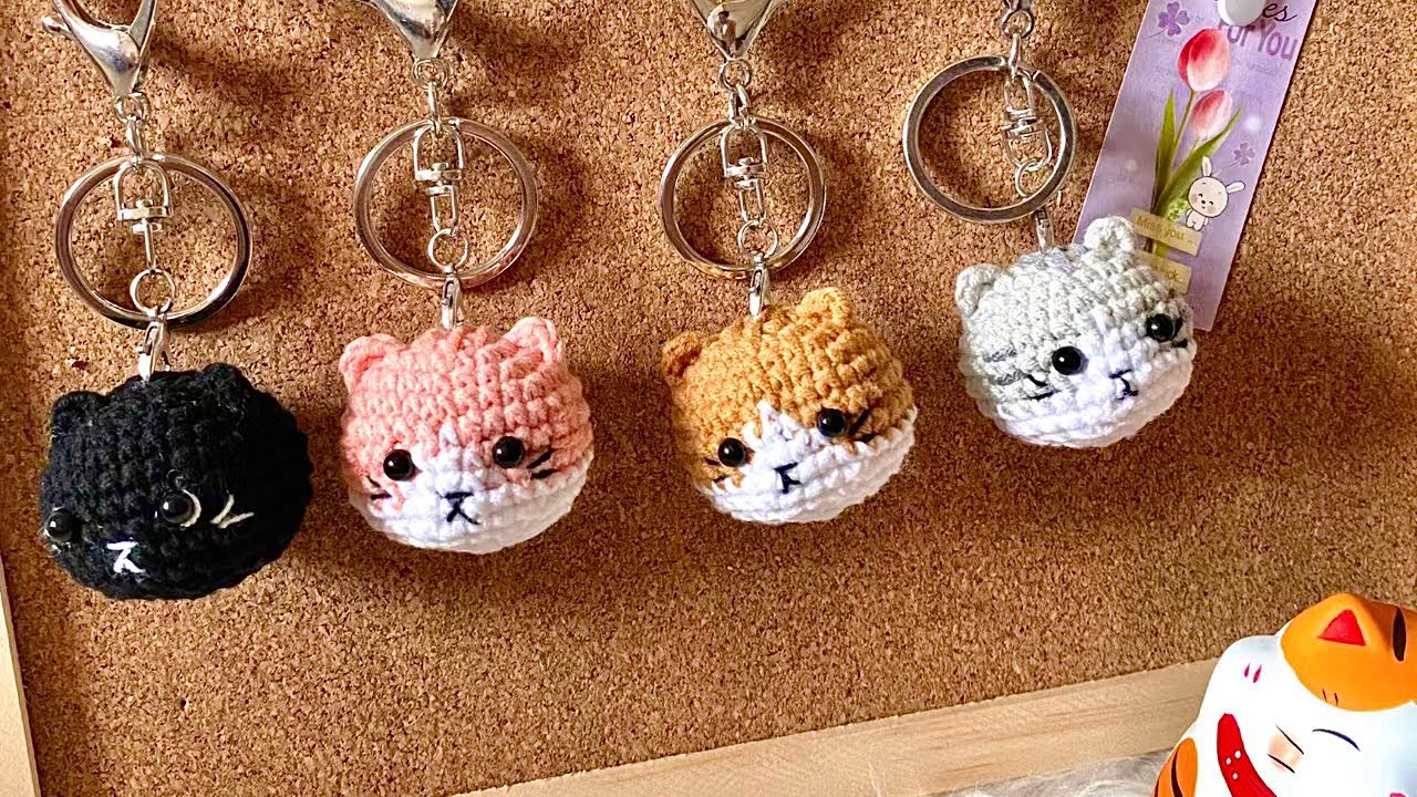 Crochet Cat Keychain | Easy Cat Amigurumi| Móc Móc Khoá Mèo Đơn Giản | Xuxu Crochet