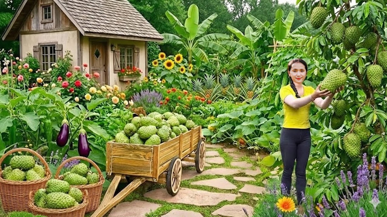 Harvesting 100kg of custard apples and taking them to the market to sell - Rural life