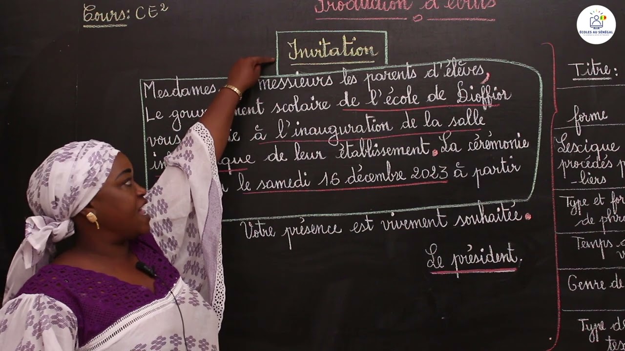 Cours -CE2-  Français: Production d'écrits /l'étude des caractéristiques du texte  /Suite 1/Mme Sarr
