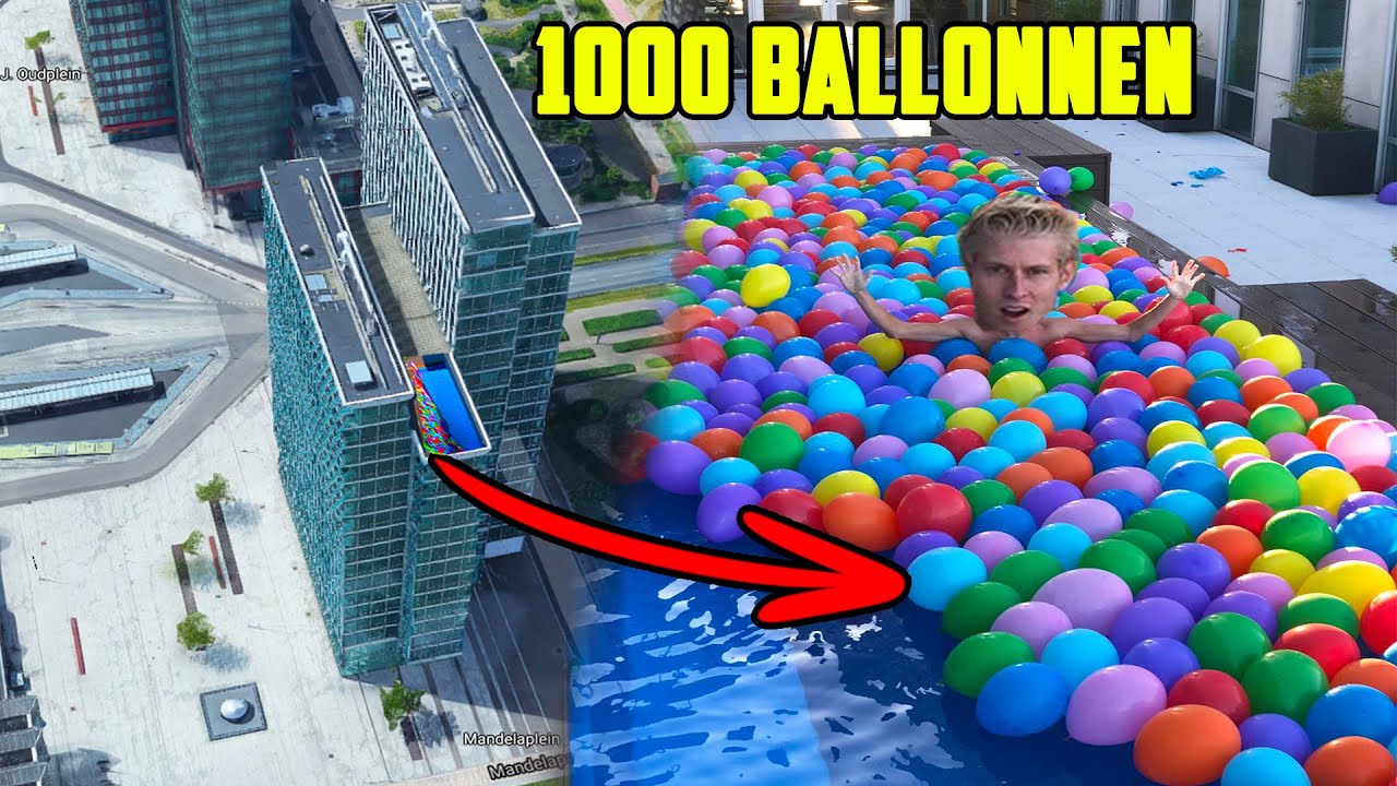1000 BALLONNEN IN HET ZWEMBAD GOOIEN