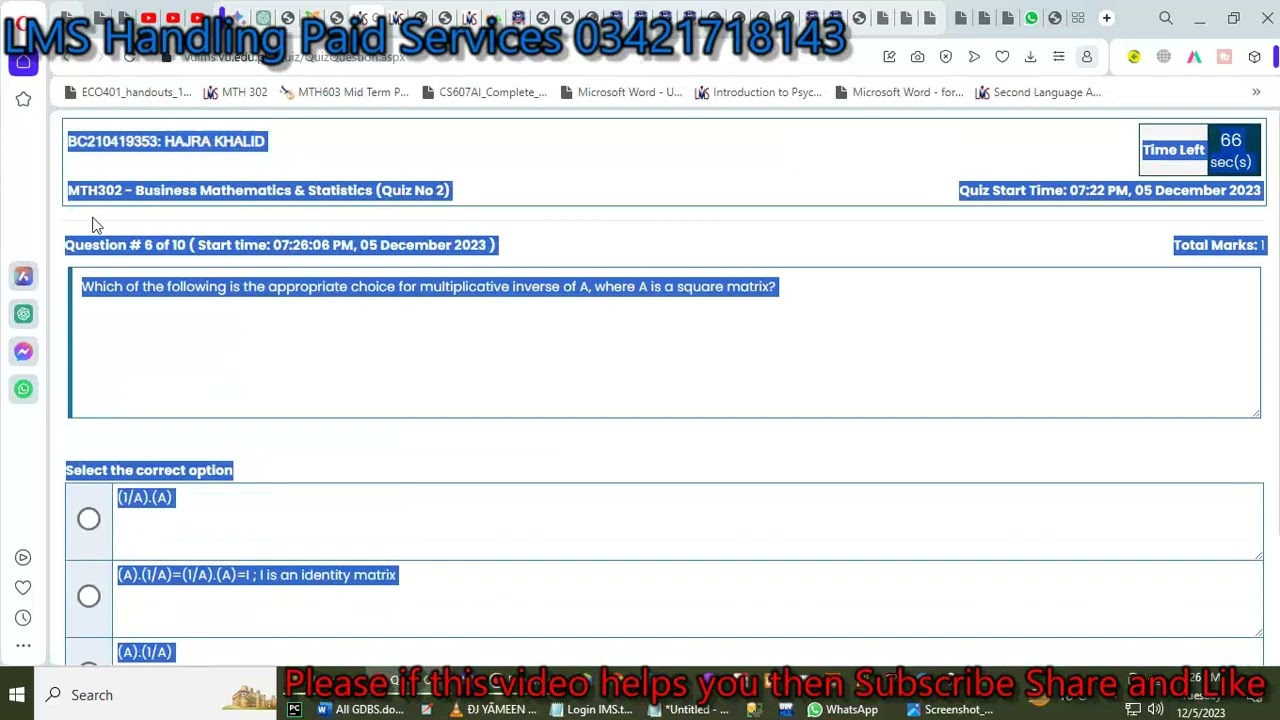 mth302 quiz 2 solution fall 2023 100% verified answers