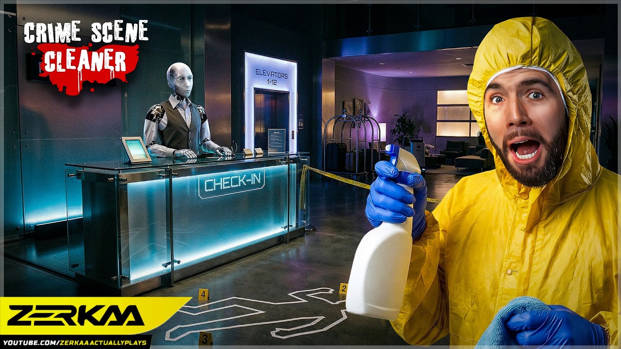 CLEANING A ROBOT HOTEL! (Crime Scene Cleaner Act 2 #4)