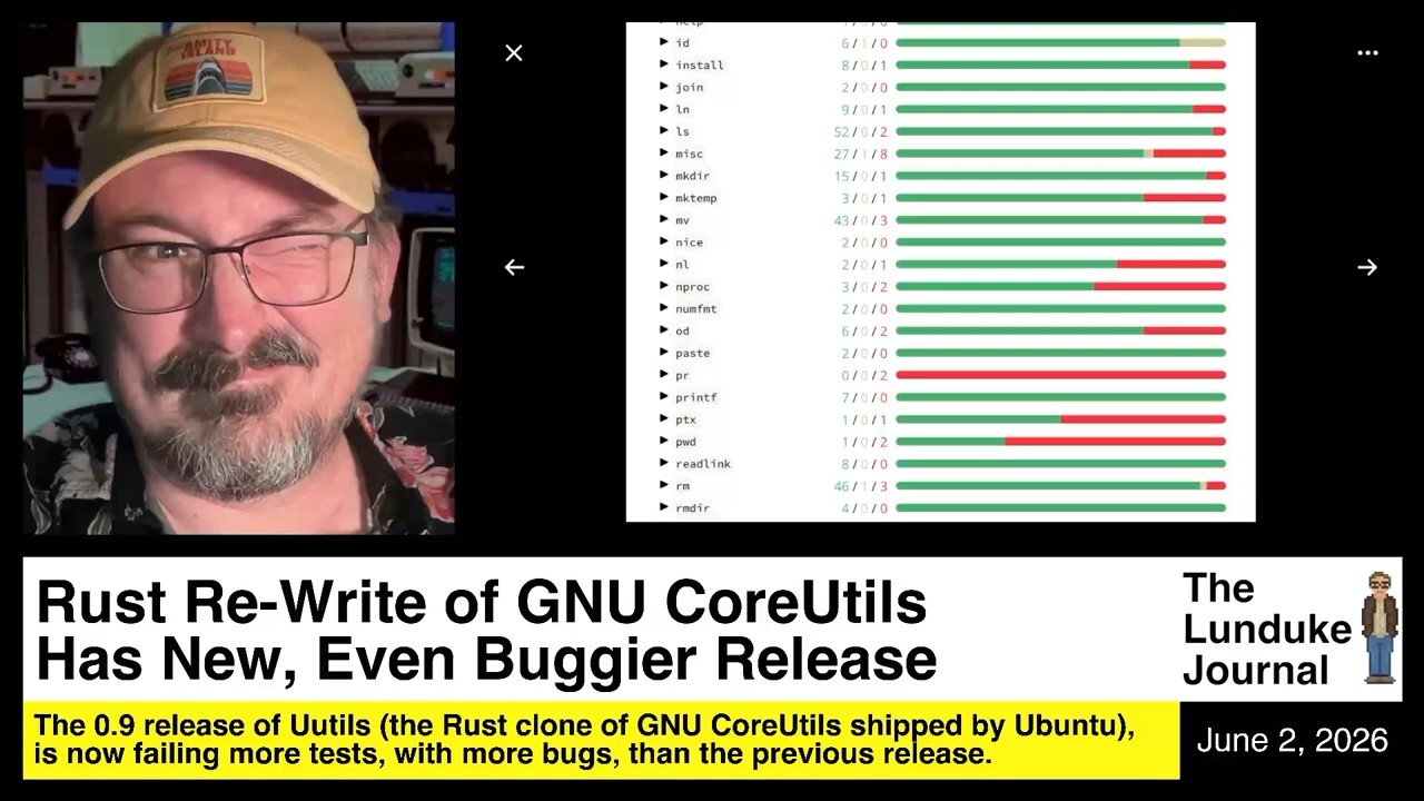 В Rust-версии переписанного GNU CoreUtils появилась новая, ещё более глючная версия.