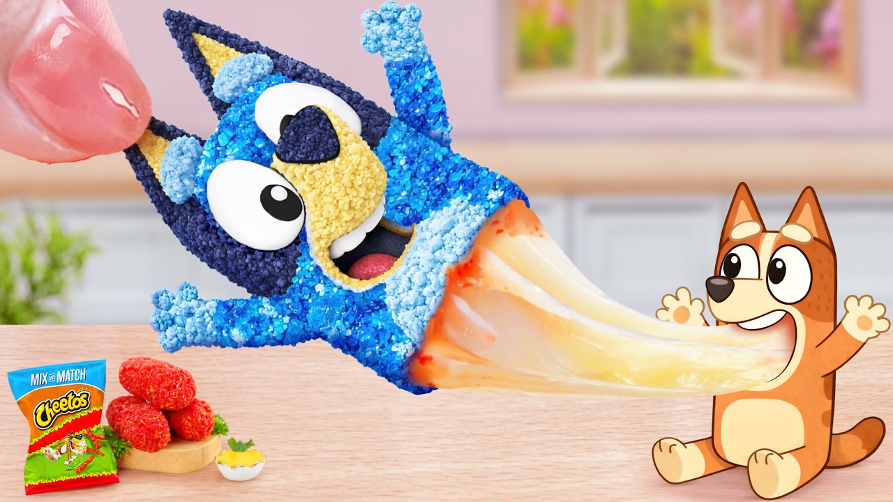 My Bluey So Cute 🩵 How To Make Miniature Takis Fried Chicken Cheese Bluey Shape 💙 Sunny Tiny Food