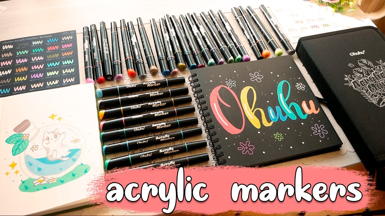 ✨Ohuhu Stationery Haul✨ - Acrylic Dual Tip Markers Unboxing and review
