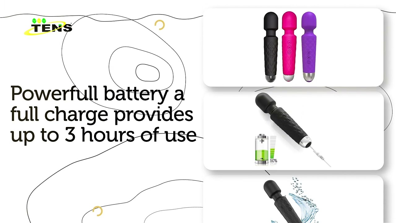 TENS Wand Massager Rechargeable Vibrator with 8 Speeds, 20 Modes