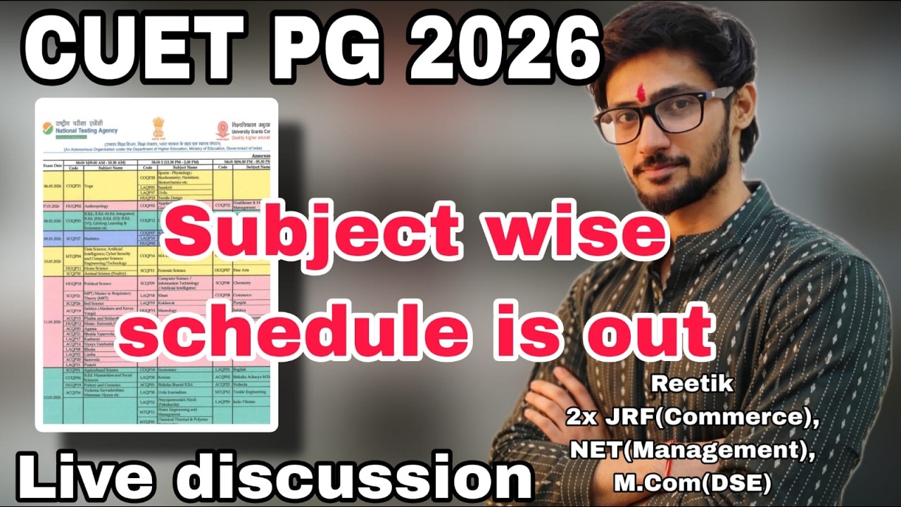 CUET PG 2026 EXAM SCHEDULE IS OUT || Live discussion || D.U Commerce || Reetik