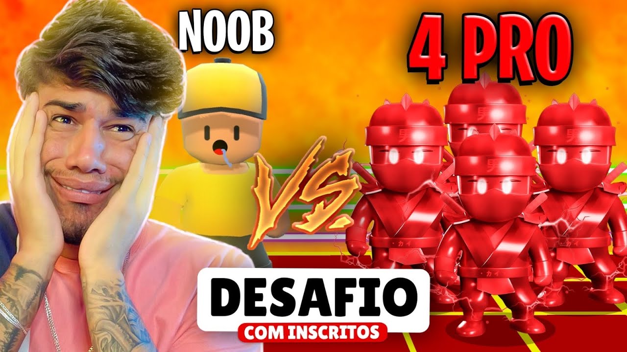 JOGUEI MUITO! EU E UM INSCRITO CONTRA 4 PROS NO STUMBLE GUYS!