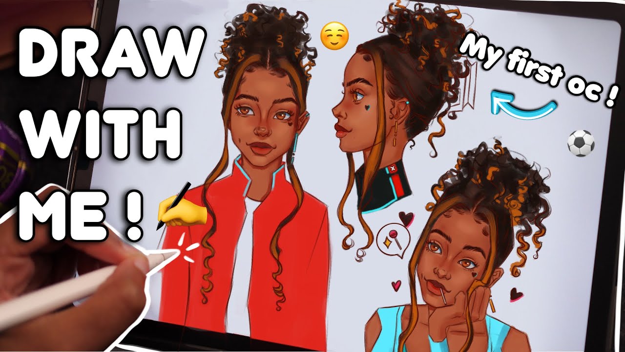 Draw with me (ipad pro) | Designing my First Character ! + art struggles🌱