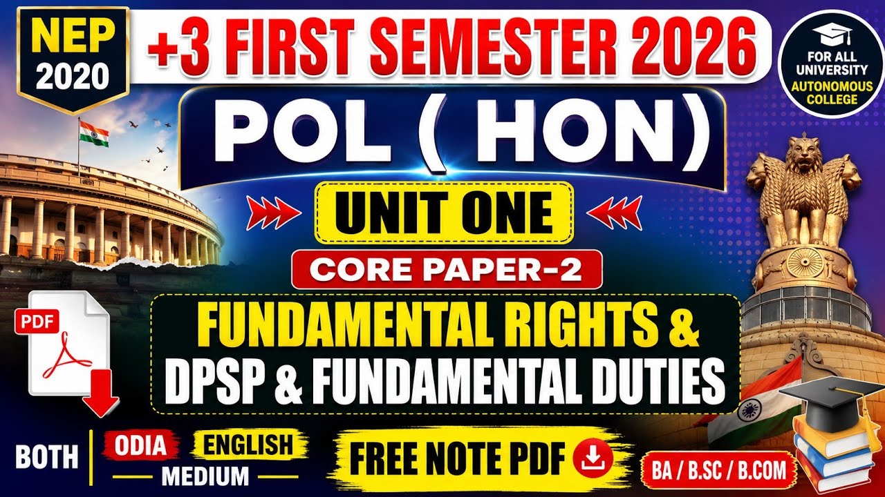 +3 FIRST SEMESTER 2026? POL. SC ( HON)? UNIT -1 CORE -2? FUNDAMENTAL RIGHTS &DPSP FUNDAMENTAL DUTIE?