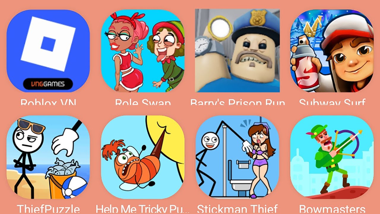 Help Me Tricky Puzzle,Barry's Prison Run,Roblox,Thief Puzzle,Role Swap,Stickman Thief,Bowmasters