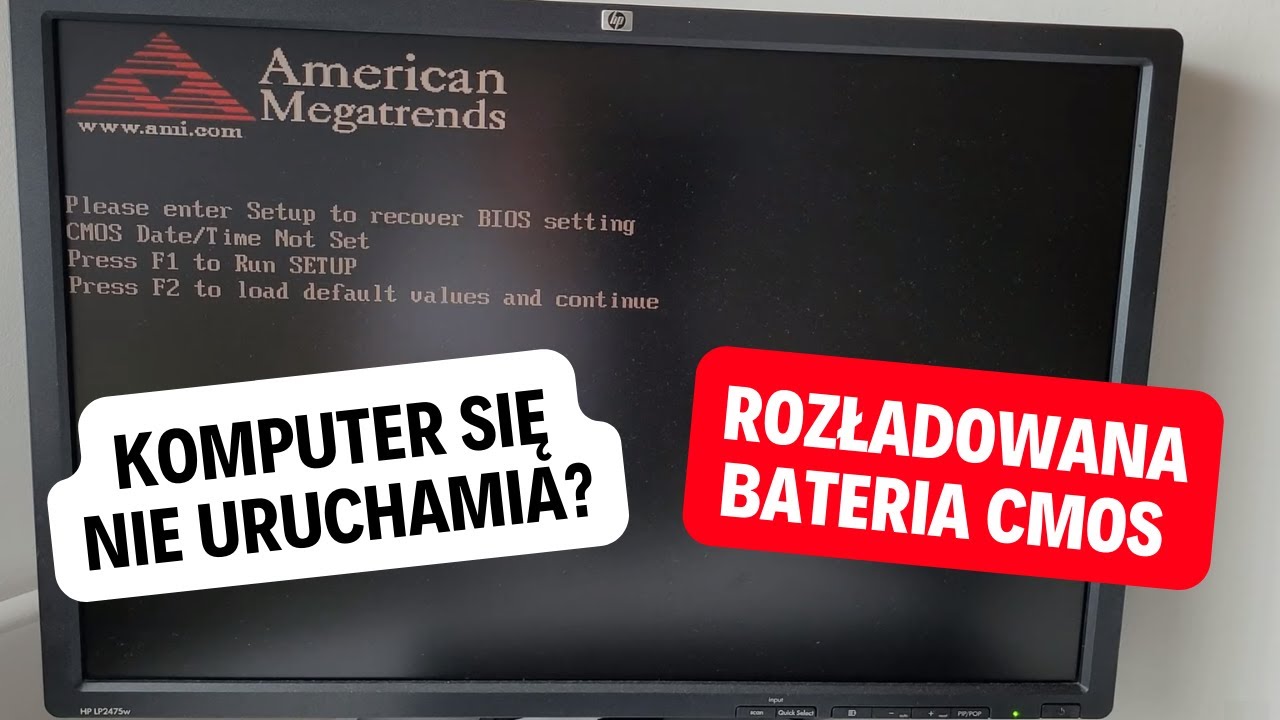 Komputer się nie uruchamia tylko zatrzymuje na ekranie BIOS Wymiana baterii CMOS płyty głównej