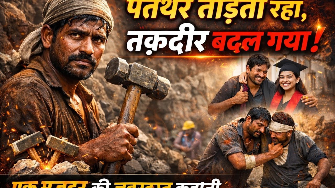 हाथों में छाले, दिल में हौसला। पत्थर⛰️ तोड़ने वाला इंसान । @Kidsstory9721 moral story 