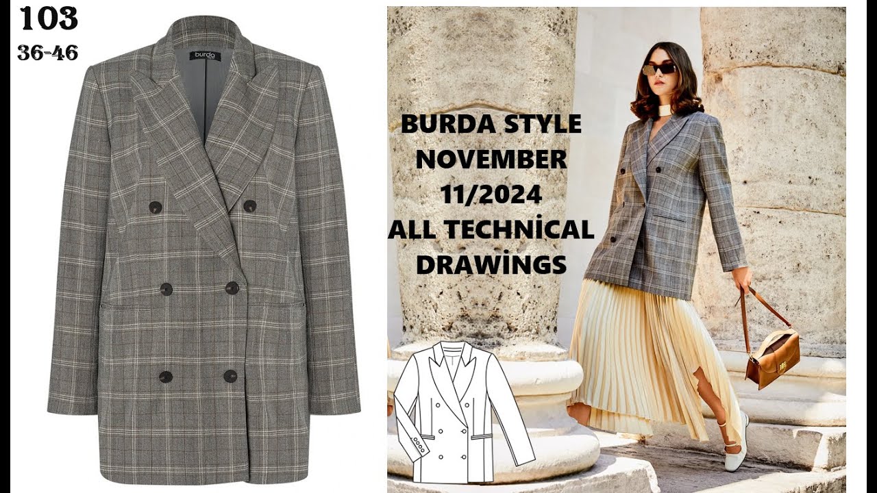 BURDA STYLE 11/2024 all technical drawings /Burda dergisi kasım sayısı tüm teknik çizim ve resimler
