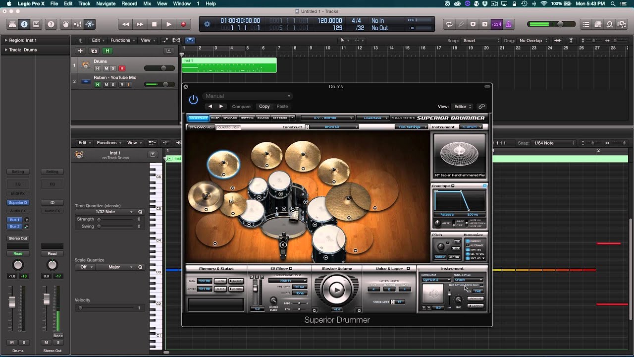 Realistic Cymbal Swells in Logic with Superior Drummer 2