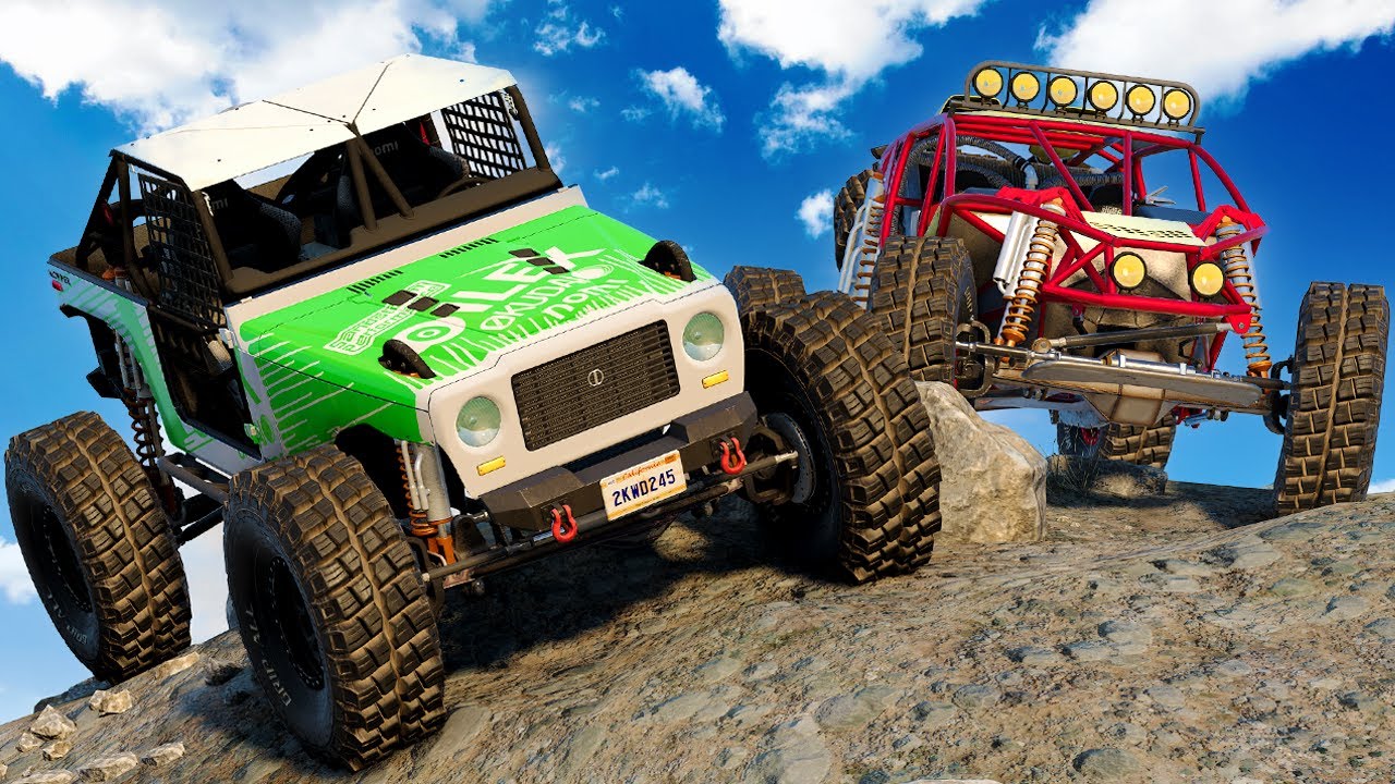 NOOB VS PRO? Surviving a BIG Mountain in Rock Crawlers in BeamNG Drive Mods!