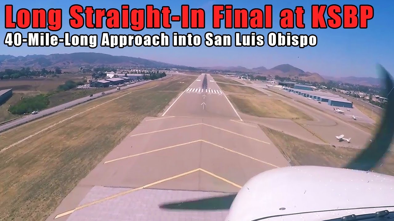 Long Straight-In Final Approach into San Luis Obispo Airport (KSBP) in a Cessna 172S