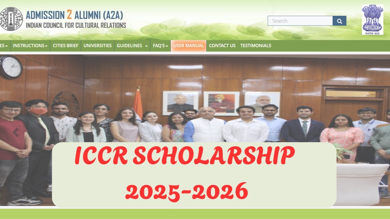 ICCR Scholarship 2025-2026 for international students, deadline 30th-april